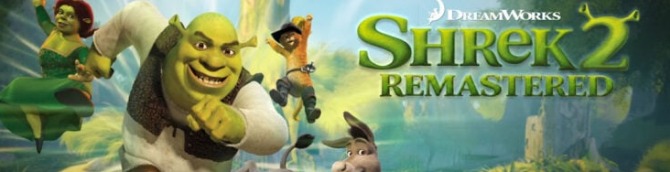 Shrek 2 Remastered promotional banner with Shrek and his companions